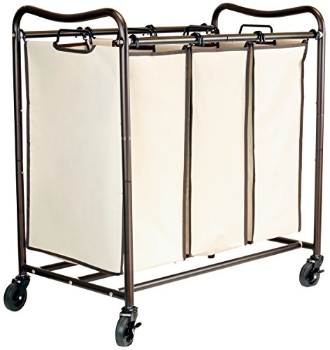 DecoBros Heavy-Duty 3-Bag Laundry Sorter Cart, Bronze